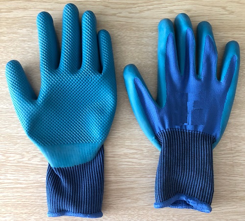 embossing work gloves with polyester liner - 青岛宏晟劳保用品